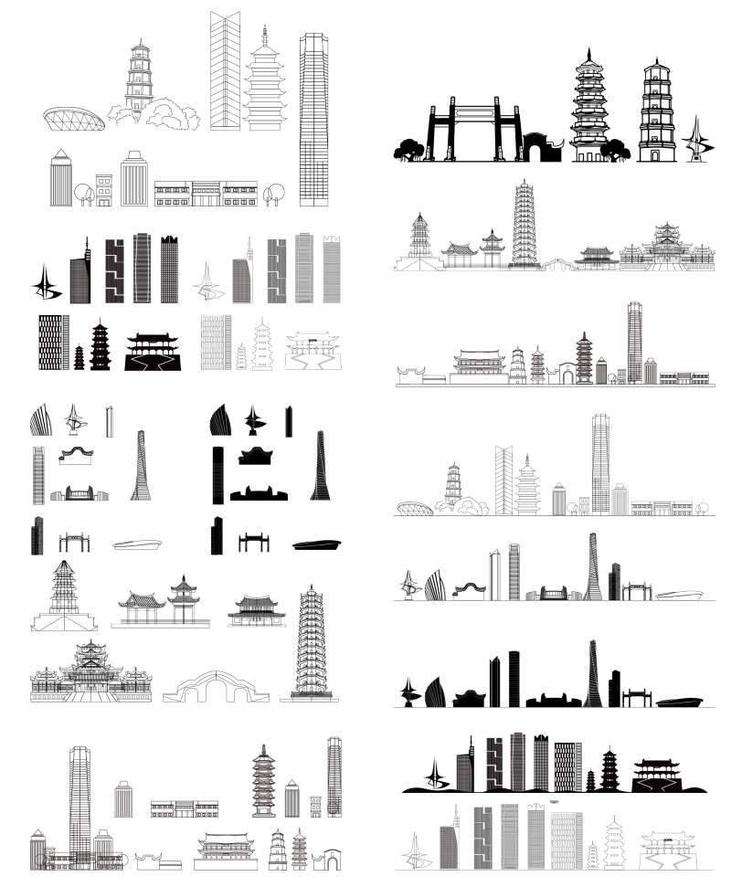 福州地标线稿-采灵感-cailinggan.com
