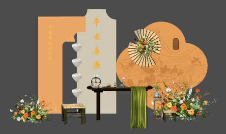 新中式南洋风周岁宴美陈-采灵感-https://www.cailinggan.com/