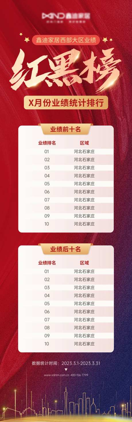 渠道业绩排行红黑榜海报-采灵感-https://www.cailinggan.com/