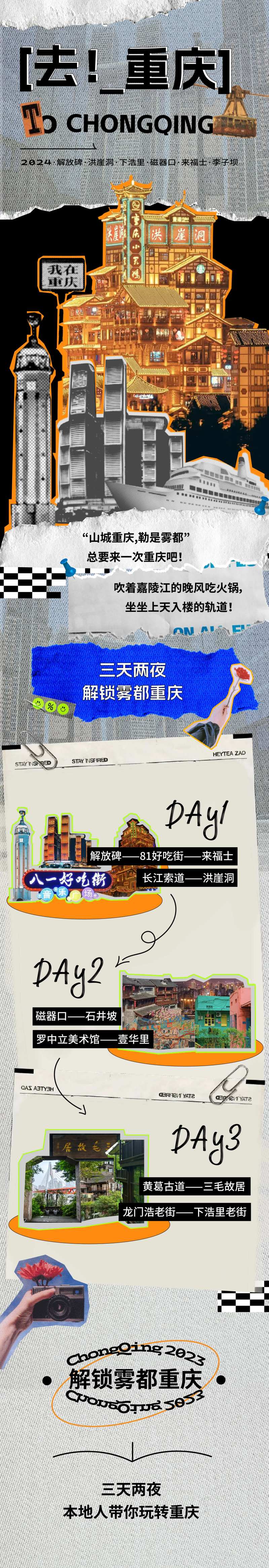 重庆洪崖洞拼贴长图海报-采灵感-cailinggan.com