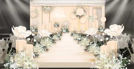 香槟色婚礼效果图-采灵感-https://www.cailinggan.com/