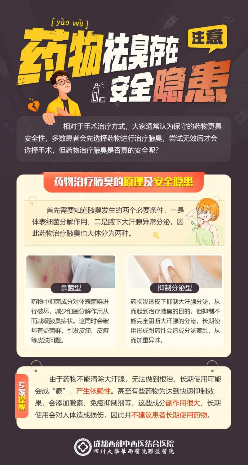 滥用药物治疗腋臭安全隐患科普医疗海报-采灵感-cailinggan.com