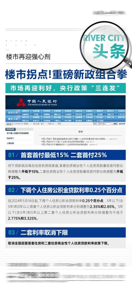 地产利好政策快讯新闻稿海报-采灵感-https://www.cailinggan.com/