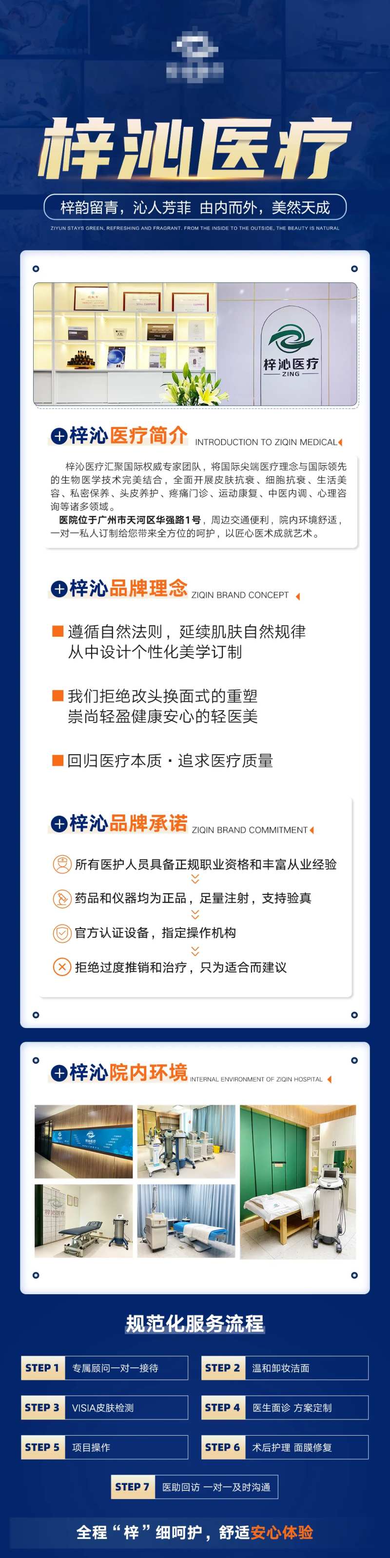 医院简介蓝金长图海报-采灵感-cailinggan.com