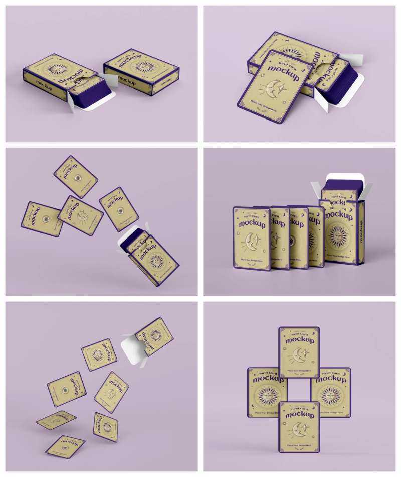 塔罗牌扑克牌卡片样机-采灵感-cailinggan.com