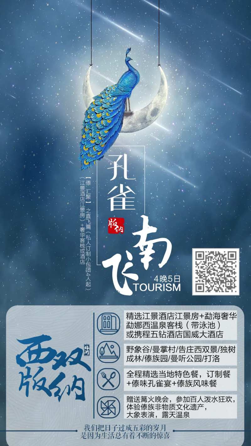孔雀南飞西双版纳旅游海报-采灵感-cailinggan.com
