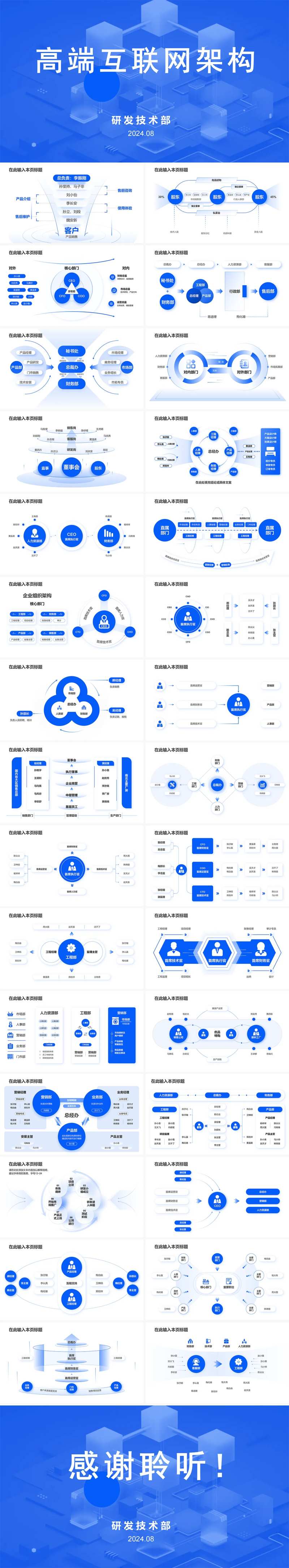 30套蓝色高端企业人员架构ppt-采灵感-cailinggan.com