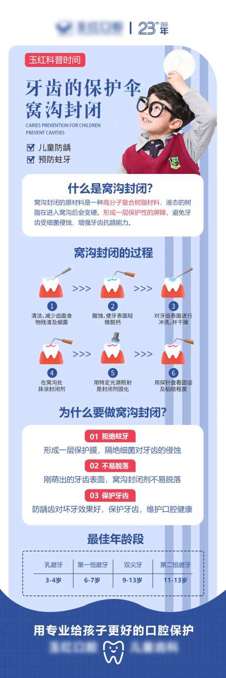 口腔科普儿童窝沟封闭长图海报-采灵感-https://www.cailinggan.com/