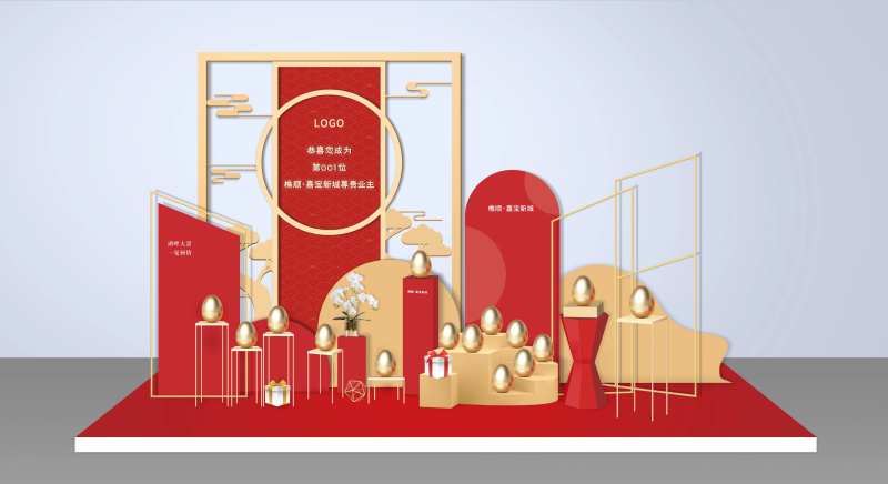 金蛋台砸金蛋美陈堆头-采灵感-cailinggan.com