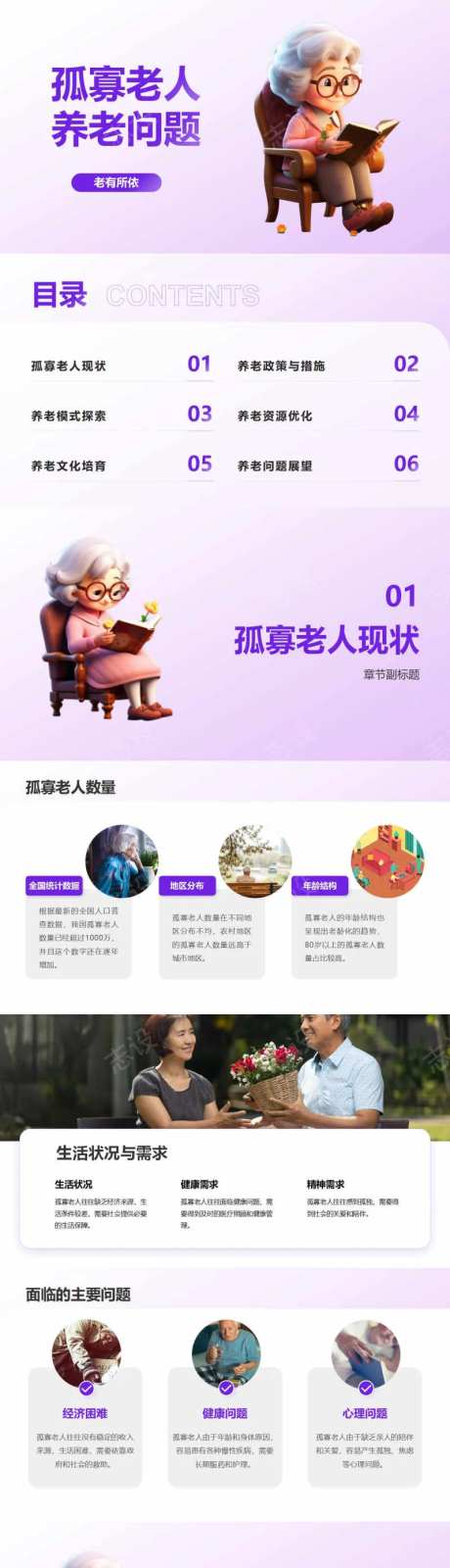 孤寡老人养老问题PPT-采灵感-https://www.cailinggan.com/