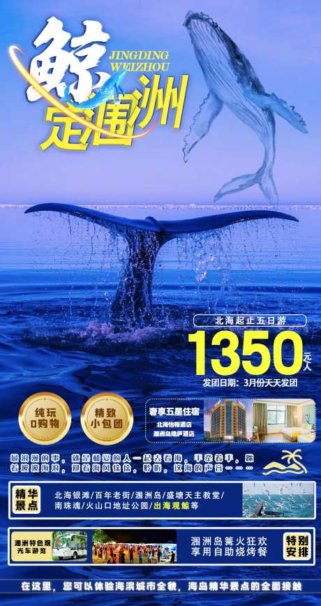 鲸定涠洲5日旅游海报-采灵感-https://www.cailinggan.com/