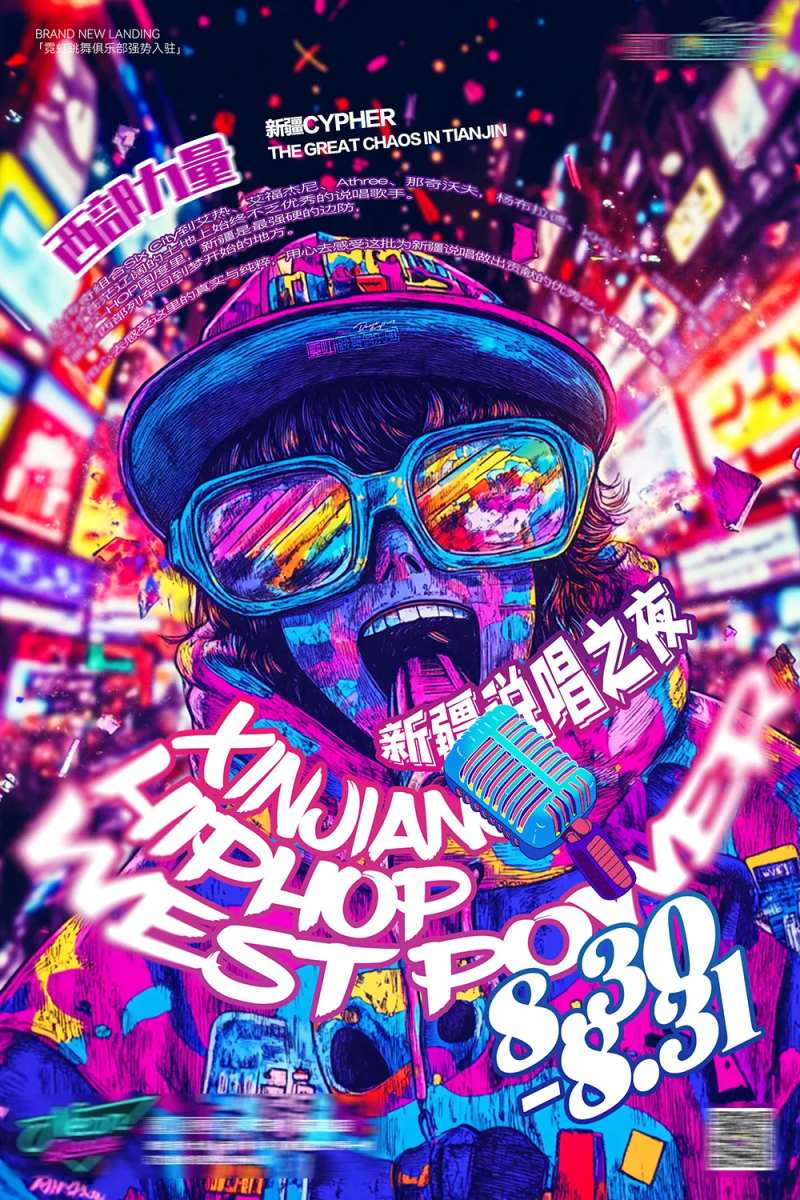 夜店酒吧霓虹说唱派对海报-采灵感-cailinggan.com