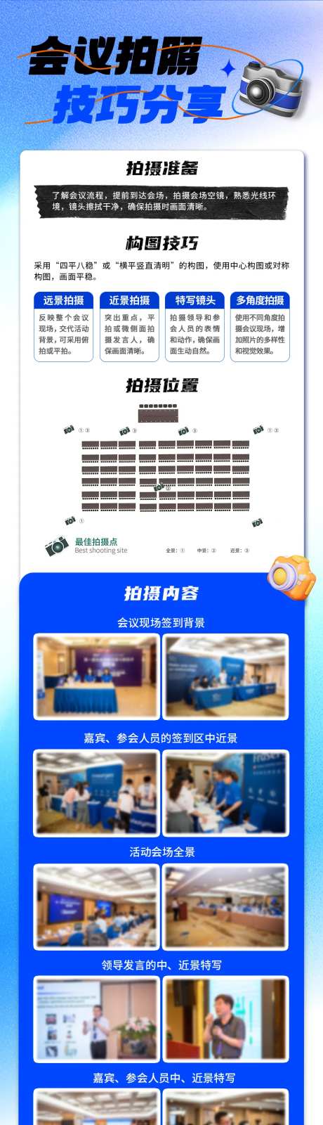 会议拍照技巧分享长图海报-采灵感-https://www.cailinggan.com/