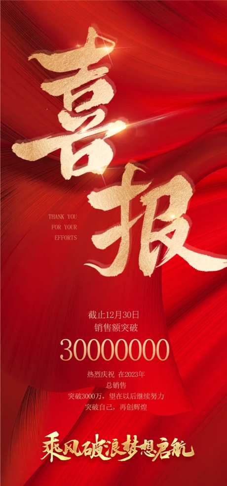 红色销售战报喜报营销海报-采灵感-https://www.cailinggan.com/