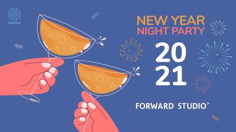 新年干杯庆祝插画活动展板-采灵感-https://www.cailinggan.com/