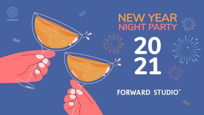 新年干杯庆祝插画活动展板-采灵感-cailinggan.com