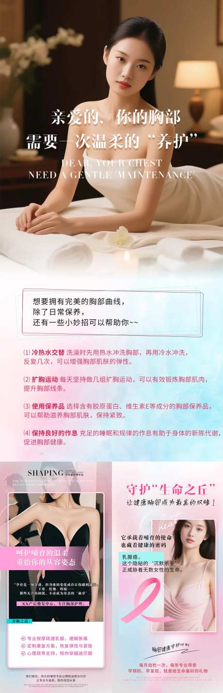 乳腺胸部保养宣传海报-采灵感-https://www.cailinggan.com/