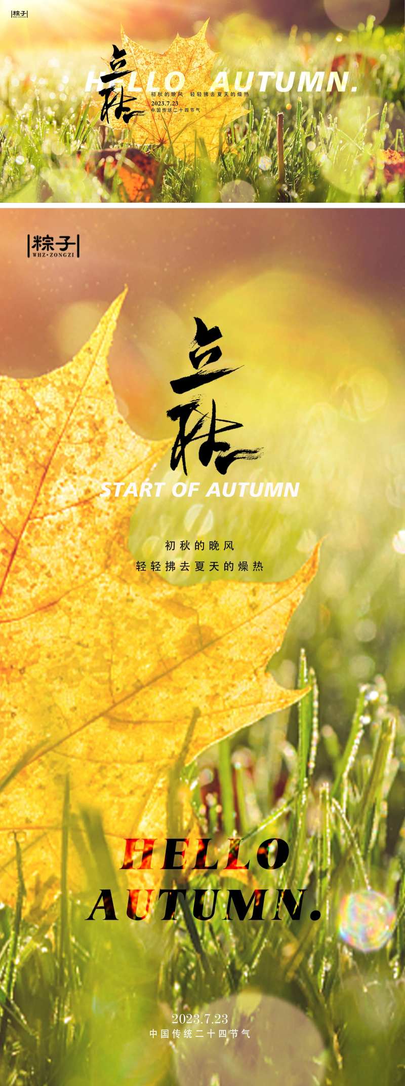 立秋节气横竖版海报-采灵感-cailinggan.com