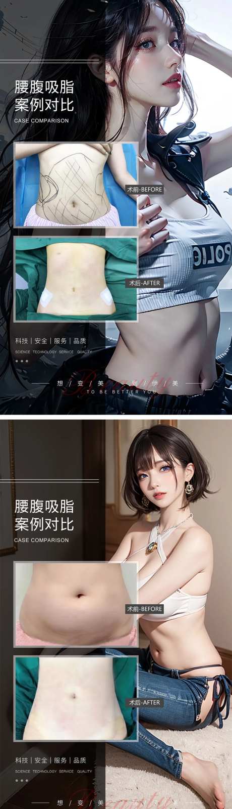 腰腹脂肪环吸案例对比海报-采灵感-https://www.cailinggan.com/