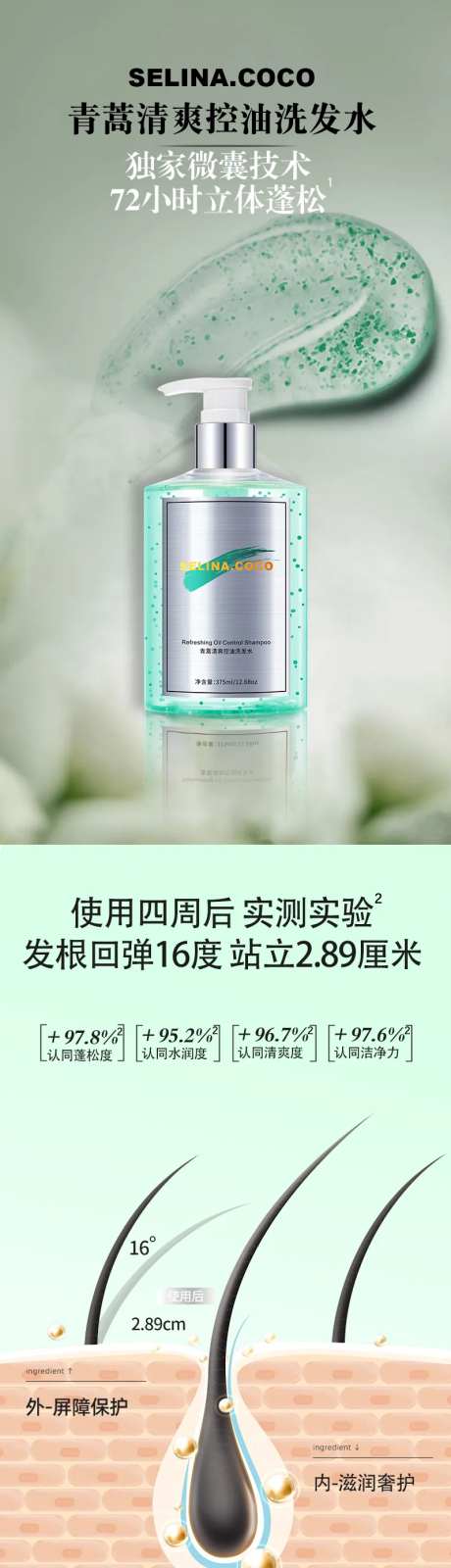 青蒿清爽控油洗发水电商详情页设计洗护-采灵感-https://www.cailinggan.com/