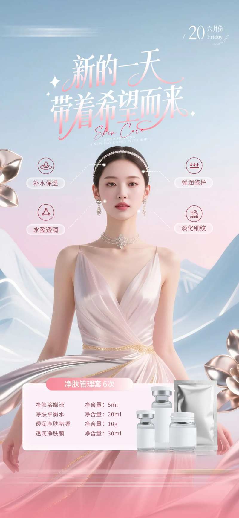 医美粉色系项目效果早安图-采灵感-cailinggan.com