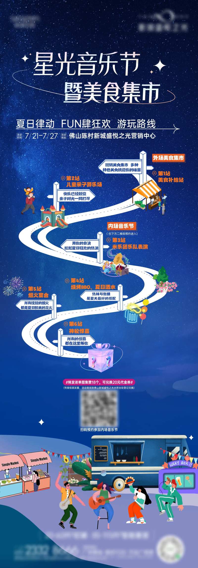 美食集市夜市游玩攻略长图-采灵感-cailinggan.com