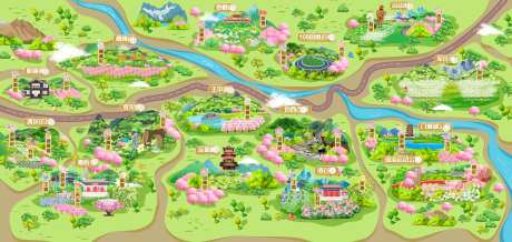 门头沟赏花手绘地图海报-采灵感-https://www.cailinggan.com/