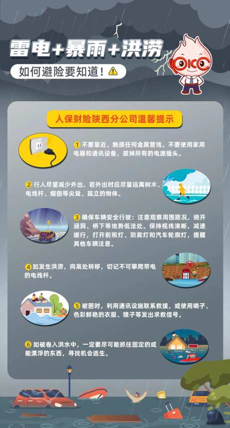 雷雨预警宣传海报-采灵感-https://www.cailinggan.com/