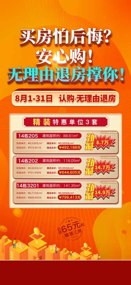 房地产无理由退房海报-采灵感-https://www.cailinggan.com/