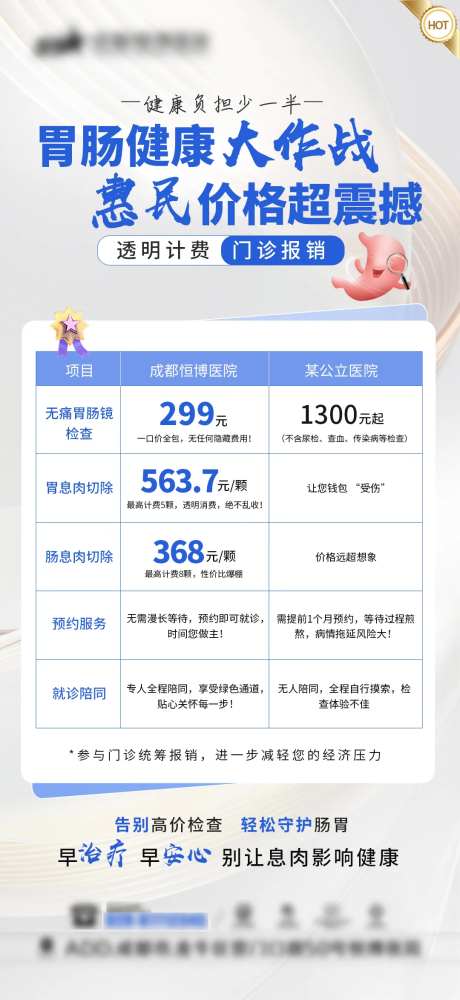 医院胃肠镜价格对比优势对比简约海报-采灵感-https://www.cailinggan.com/