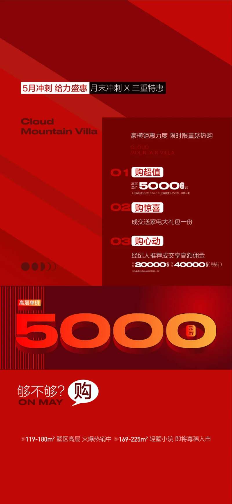 中介升佣高端简约红色热销海报-采灵感-cailinggan.com