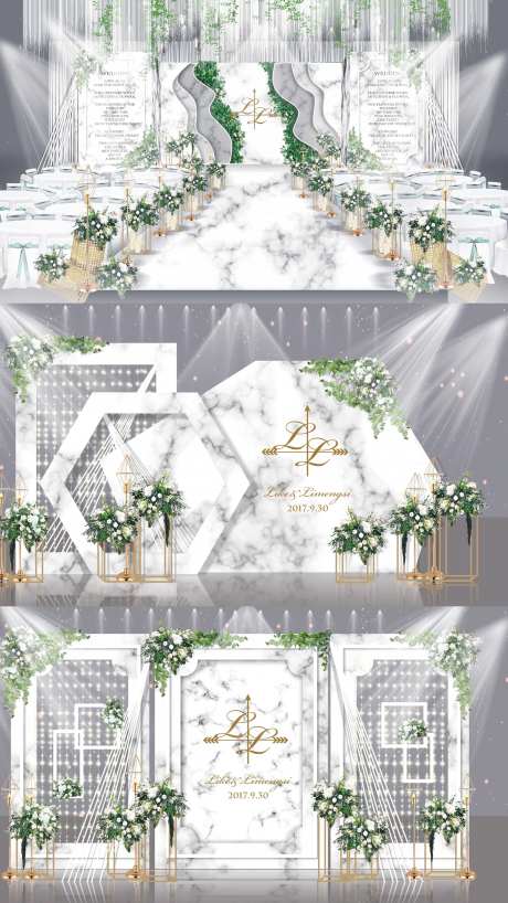 白绿大理石婚礼效果图-采灵感-https://www.cailinggan.com/