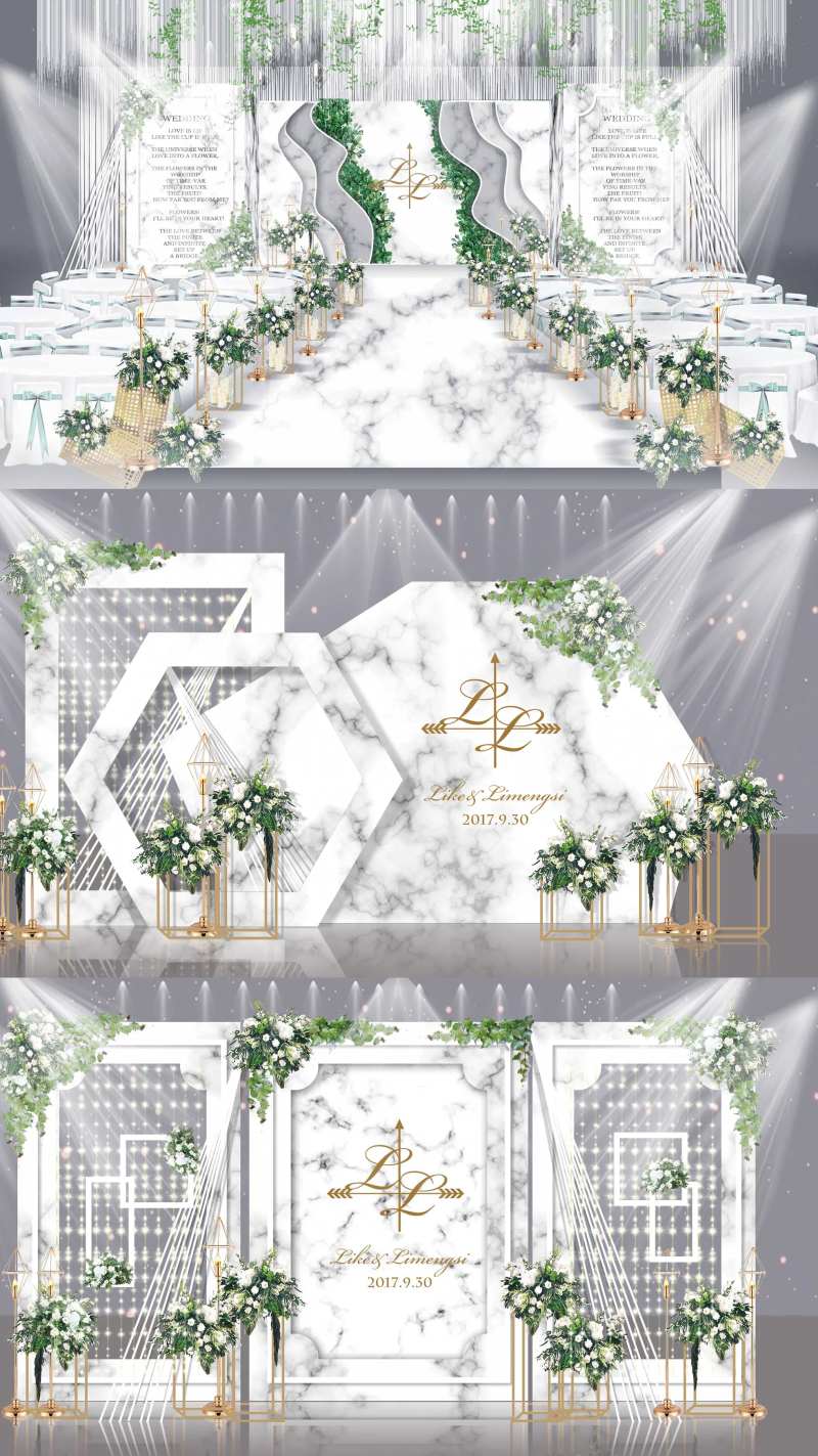 白绿大理石婚礼效果图-采灵感-cailinggan.com