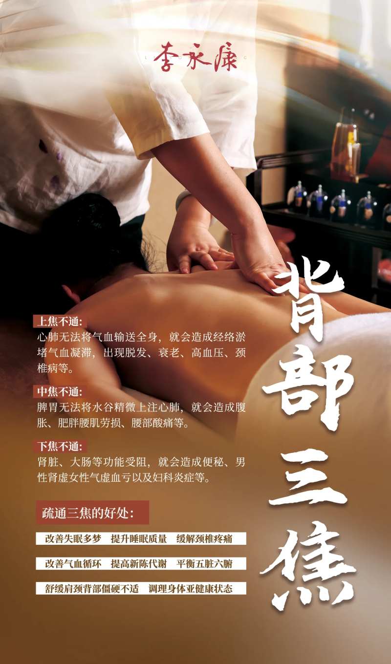 背部三焦养生推拿海报-采灵感-cailinggan.com
