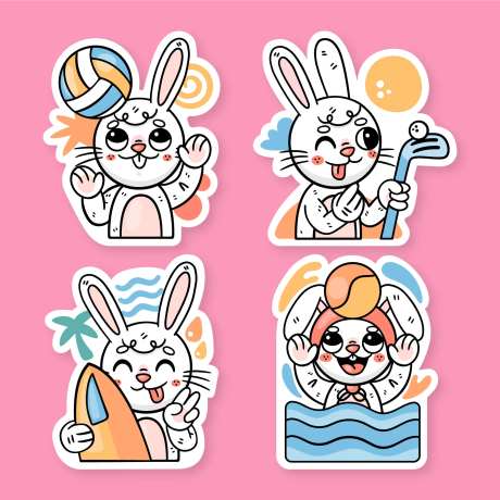 可爱兔子手举牌-采灵感-https://www.cailinggan.com/