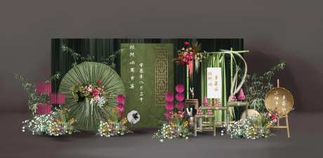 新中式宝宝周岁宴布置-采灵感-https://www.cailinggan.com/