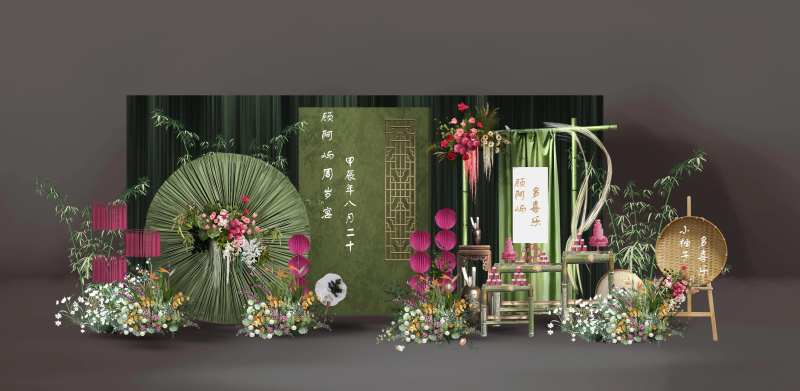 新中式宝宝周岁宴布置-采灵感-cailinggan.com