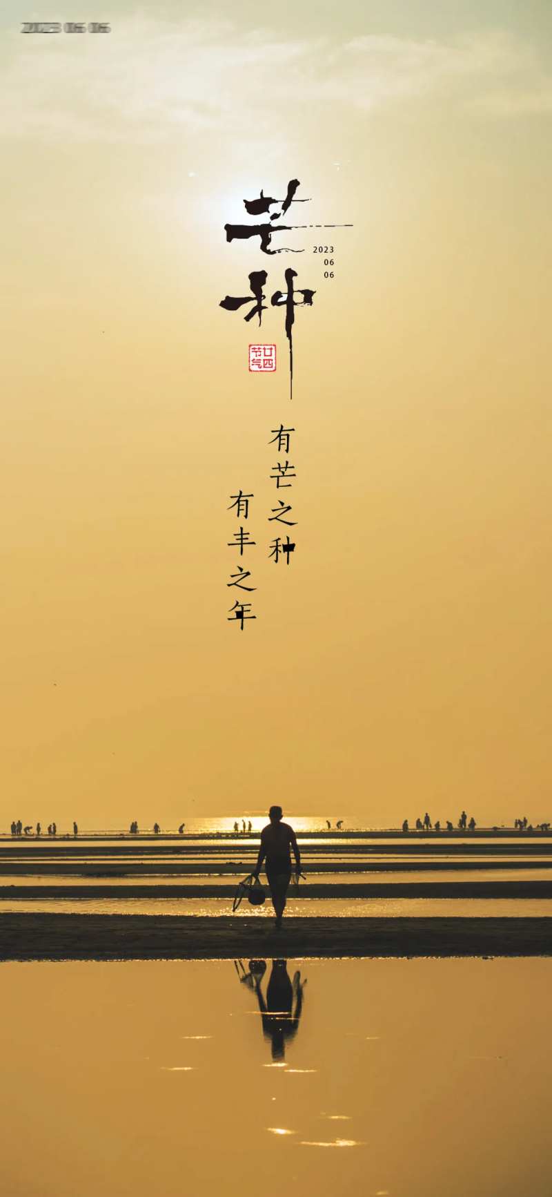 芒种节气耕地人物海报-采灵感-cailinggan.com