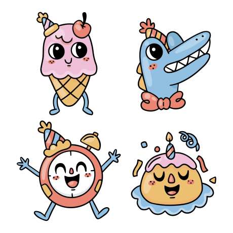吉祥物卡通形象表情包 矢量插画-采灵感-https://www.cailinggan.com/