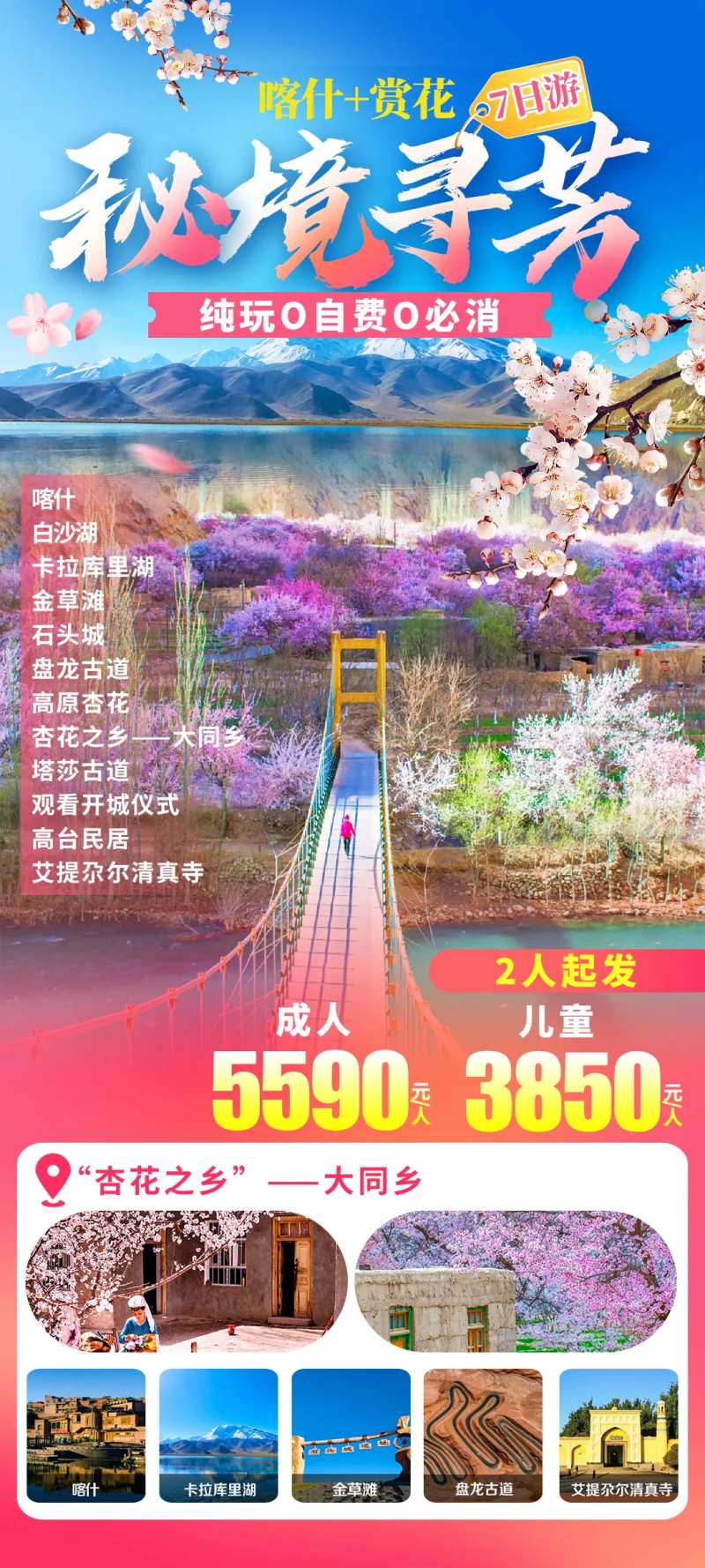 喀什赏花杏花大同乡新疆旅游海报-采灵感-cailinggan.com