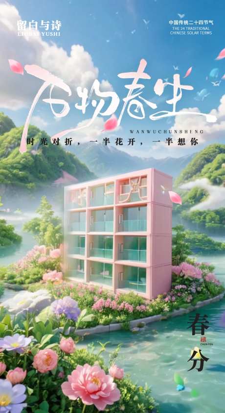万物春生主题春分节气海报 -采灵感-https://www.cailinggan.com/