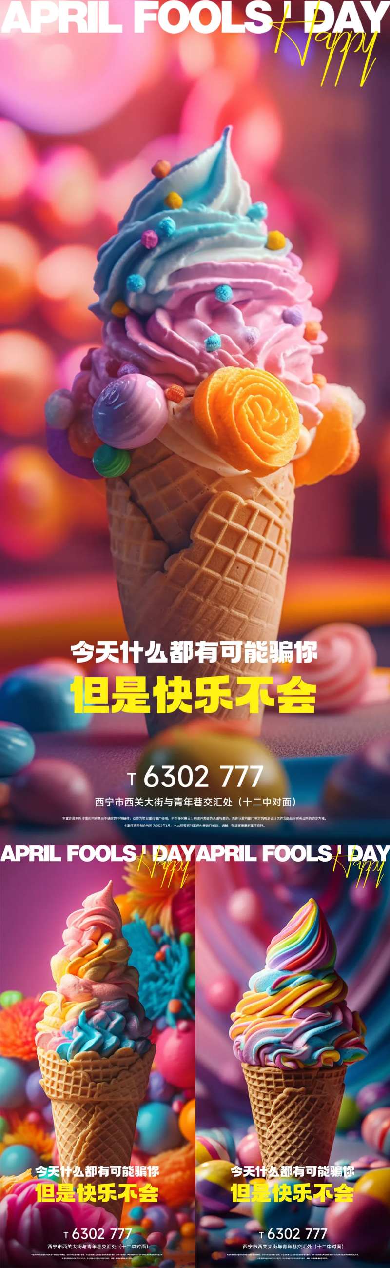 创意冰淇淋愚人节海报-采灵感-cailinggan.com