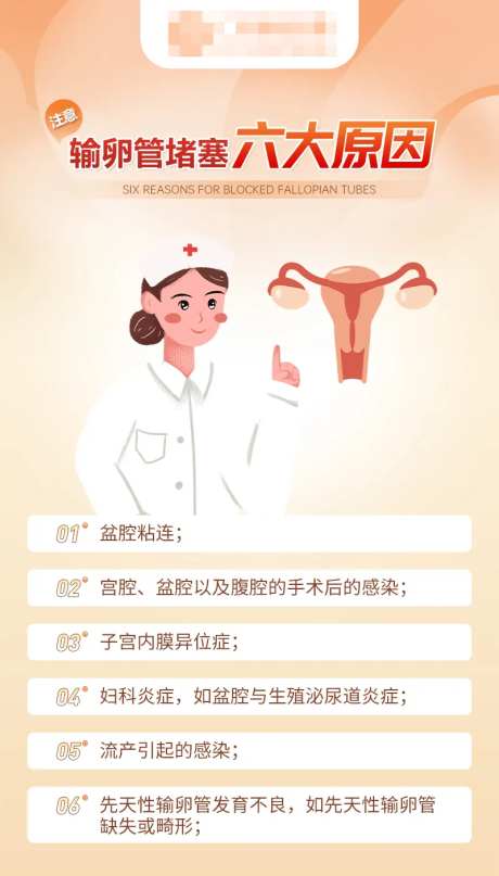 引发输卵管堵塞的六大原因科普海报-采灵感-https://www.cailinggan.com/