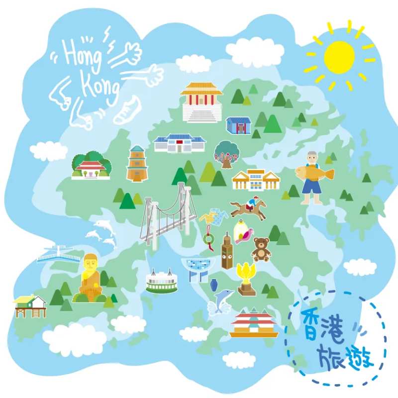 香港旅游地图插画-采灵感-cailinggan.com