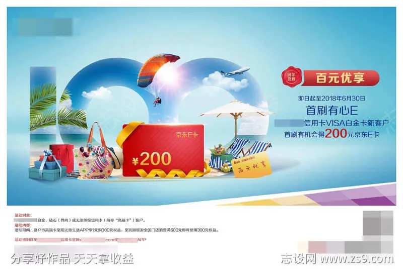 信用卡百元优享促销海报-采灵感-cailinggan.com