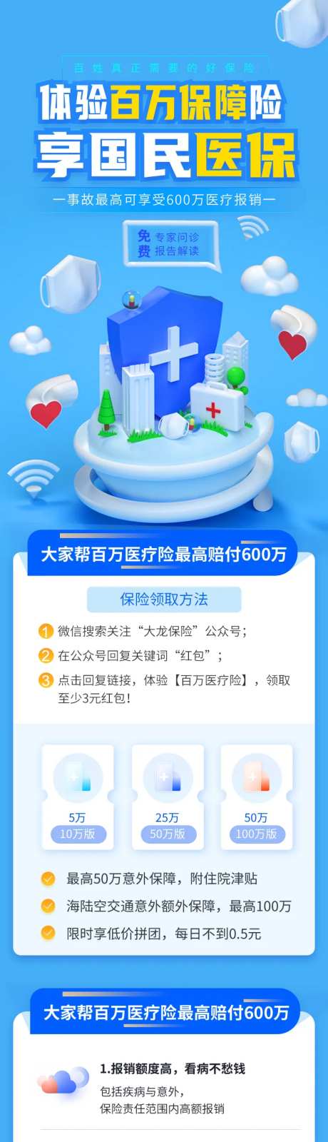 全民医疗疾病防疫健康医保常识海报长图-采灵感-https://www.cailinggan.com/