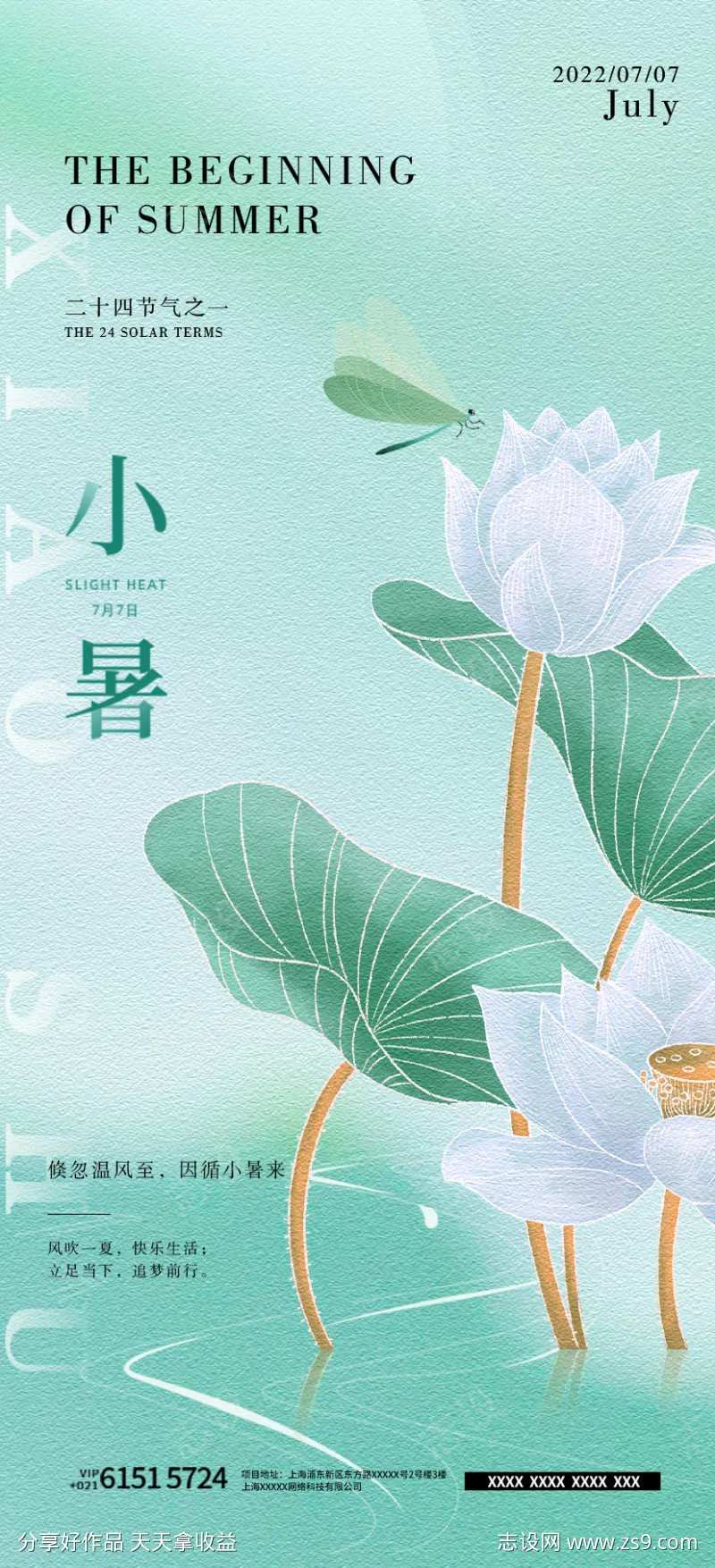 小暑夏日传统节气节日插画海报-采灵感-cailinggan.com