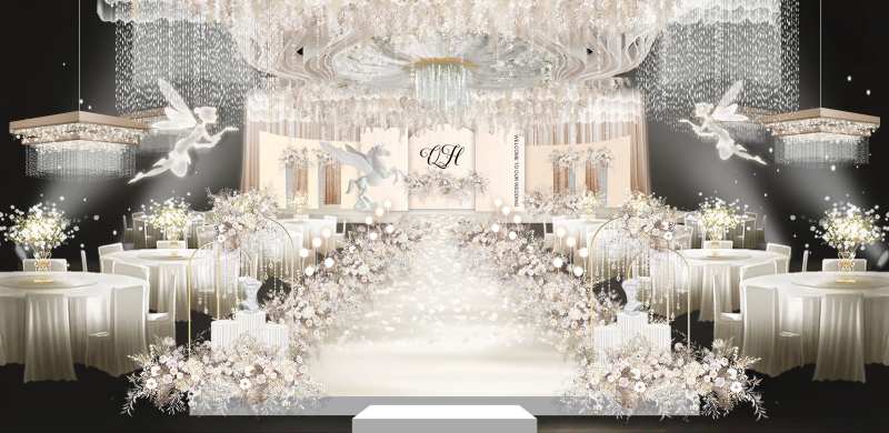 香槟婚礼活动背景板-采灵感-cailinggan.com