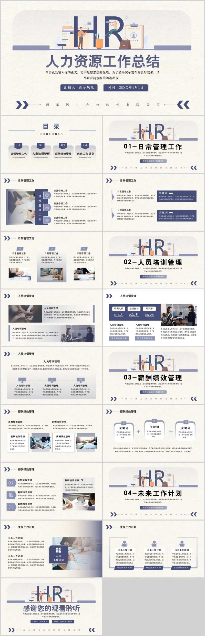 HR人力资源工作总结汇报PPT-采灵感-cailinggan.com