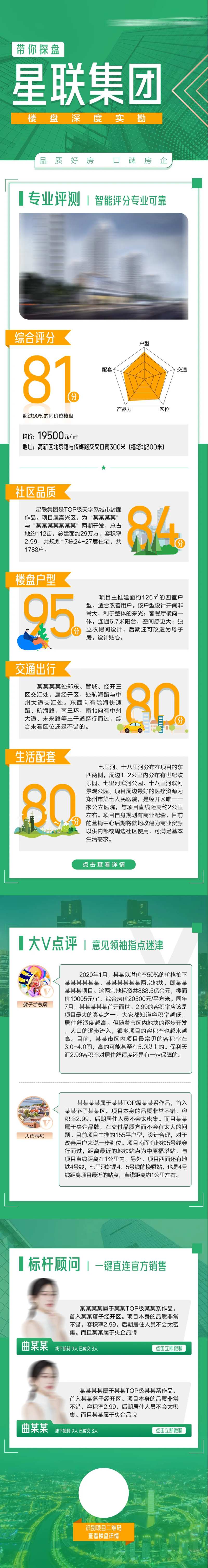 楼盘评测评分分析数据长图海报绿色-采灵感-cailinggan.com
